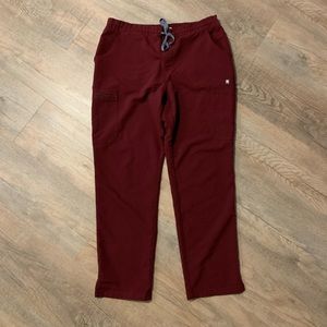 Figs Burgundy high waisted yola skinny scrub pants